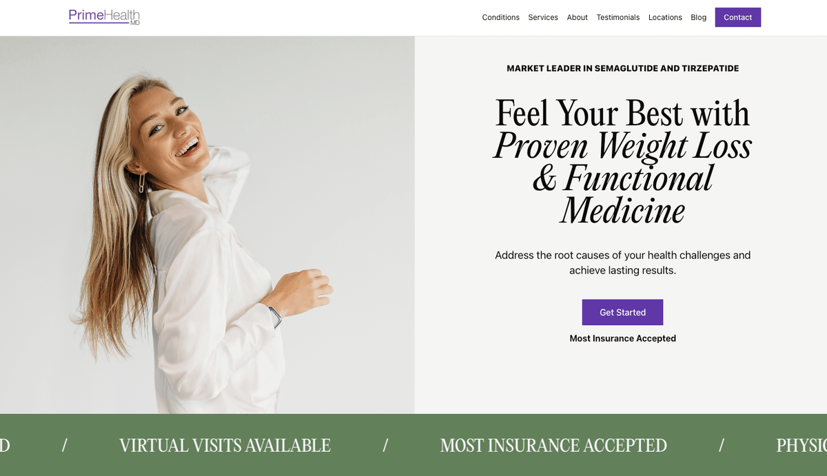 Prime Health website preview